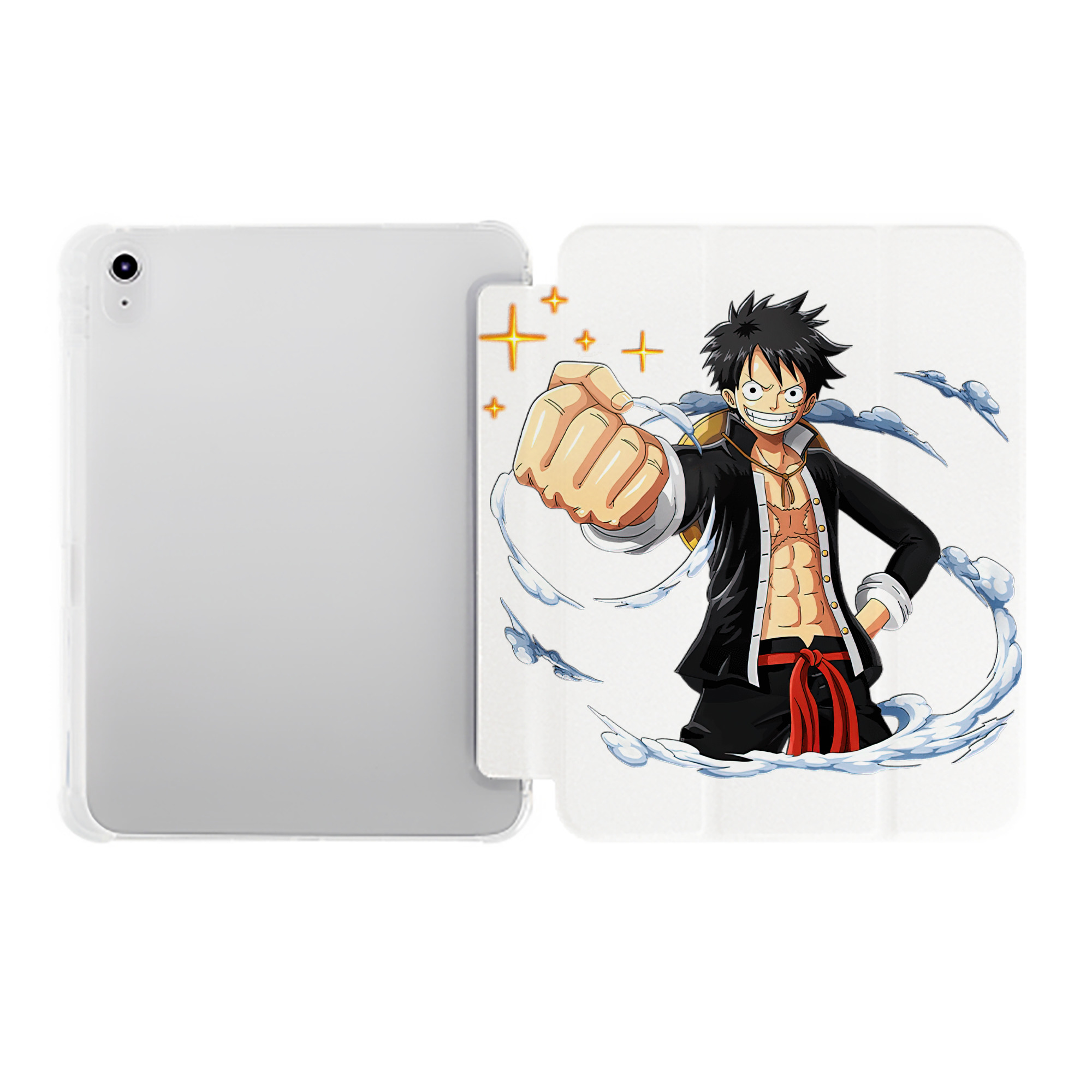 （画像用） ワンピース モンキー・D・ルフィ ONE PIECE Monkey D. Luffy IPad ケース ペン収納付き 三つ折りスタンド PUレザー×シリコン 対応機種9.5/10.5/10.9インチ